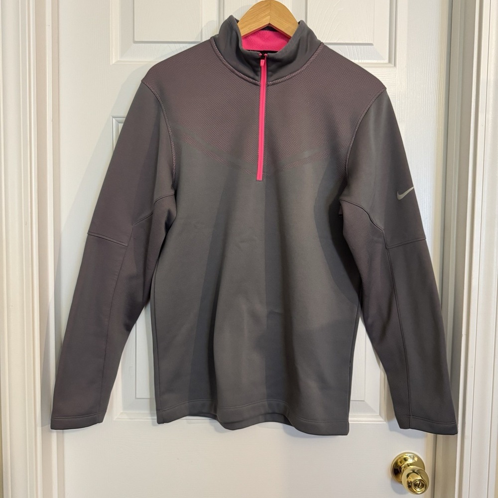 Nike Golf‎ Therma-Fit 1/4 Zip Pullover Grey/Pink Sweatshirt Woman's Size Small